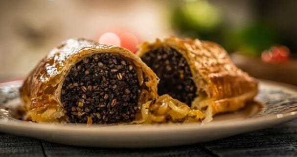 Clonakilty Blackpudding “sausage roll” with a mustard cream sauce