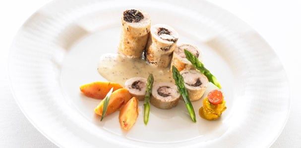 Richy’s chicken roulade with Clonakilty Blackpudding