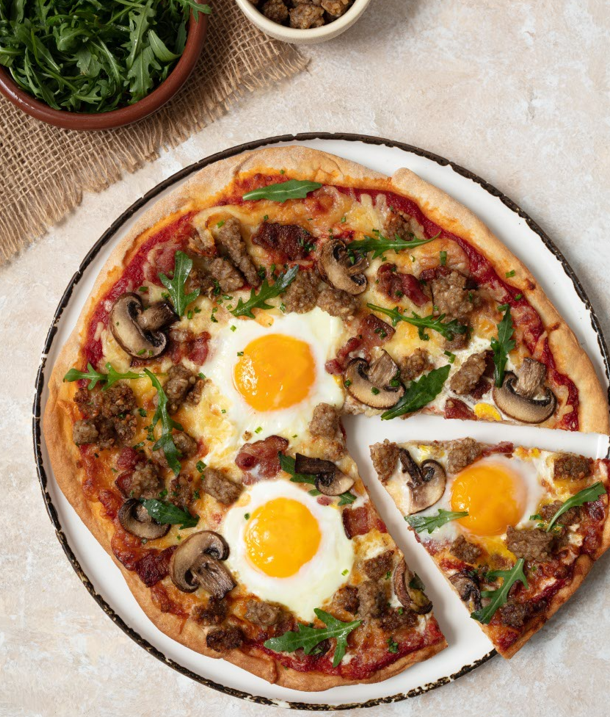 Breakfast Pizza with Clonakilty Whitepudding